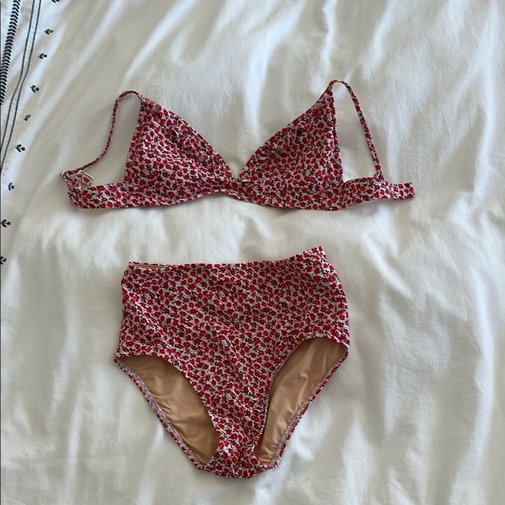 Jcrew Red Floral Bikini Set